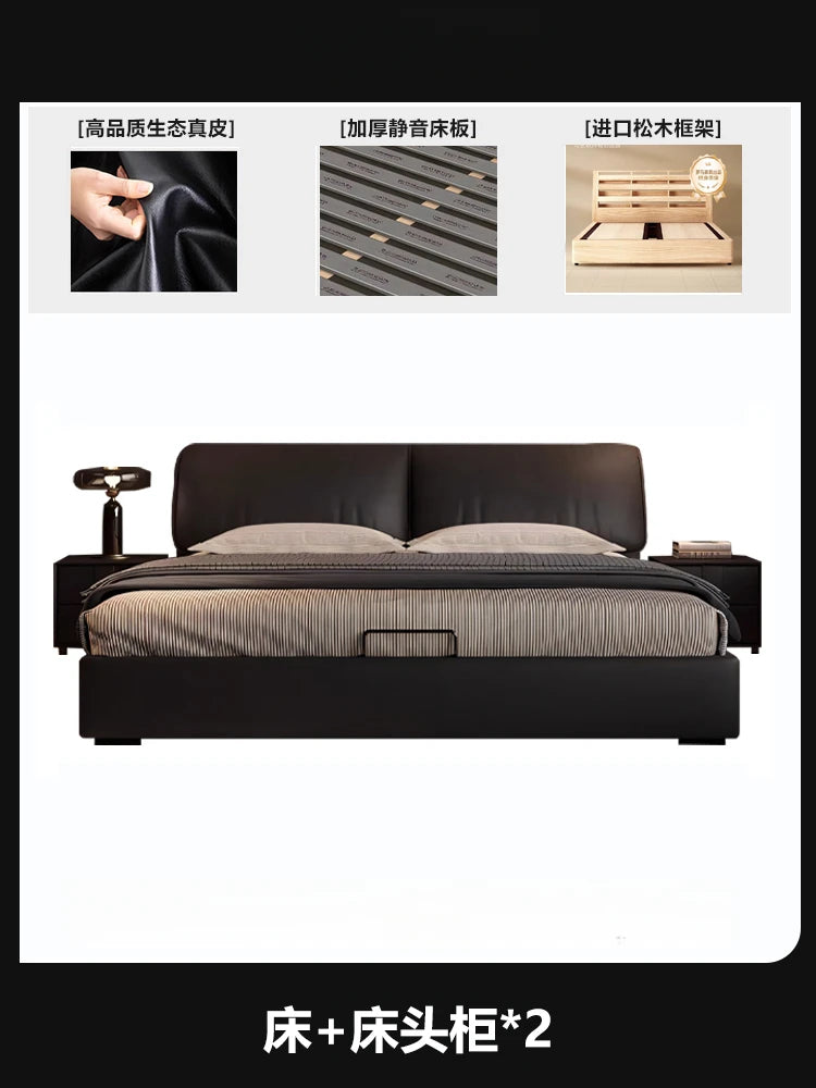 King Size Bedroom Black Bed Unique Europian Luxury Double Bed 180x200 Nightstands Somieres Y Marcos De Cama Home Decoration