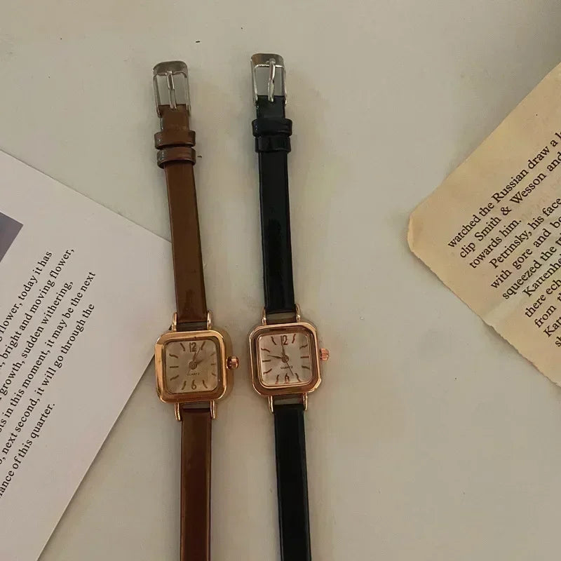 Fashion Women Watch Small Square Dial Thin Leather Strap Ladies Wristwatch Elegant Female Watches Casual Relogios Feminino Reloj