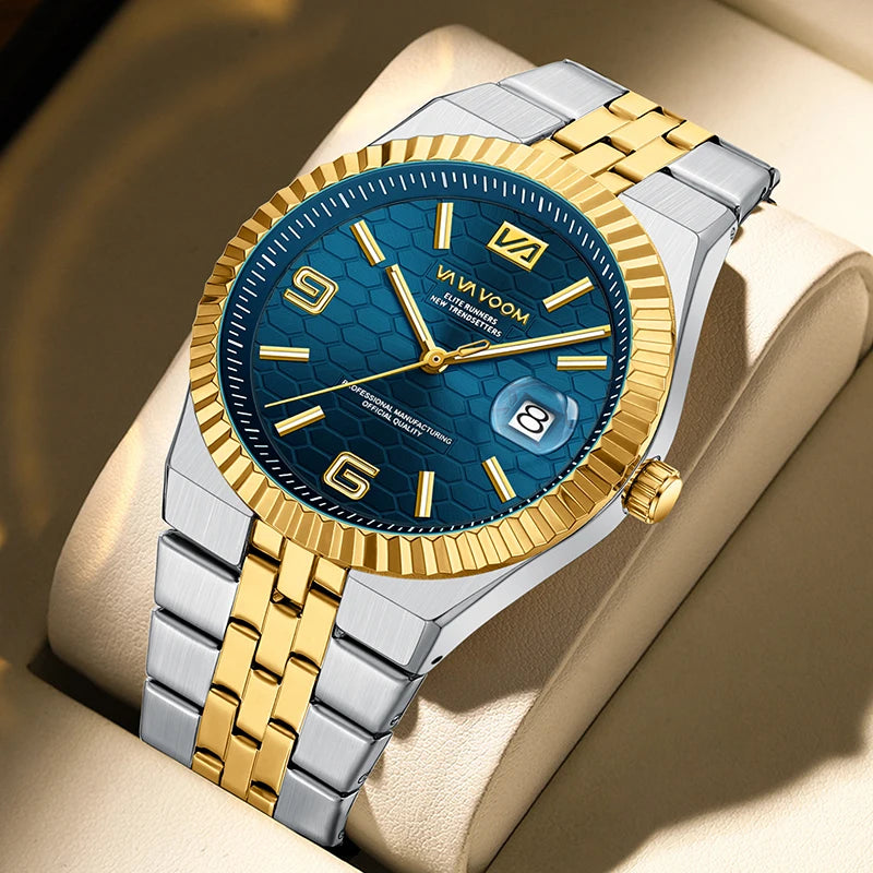 2025 NEW Watches For Men Light Luxury Trendy Waterproof Luminous Calendar Honeycomb Pattern Surface Steel Strip Quartz Watches