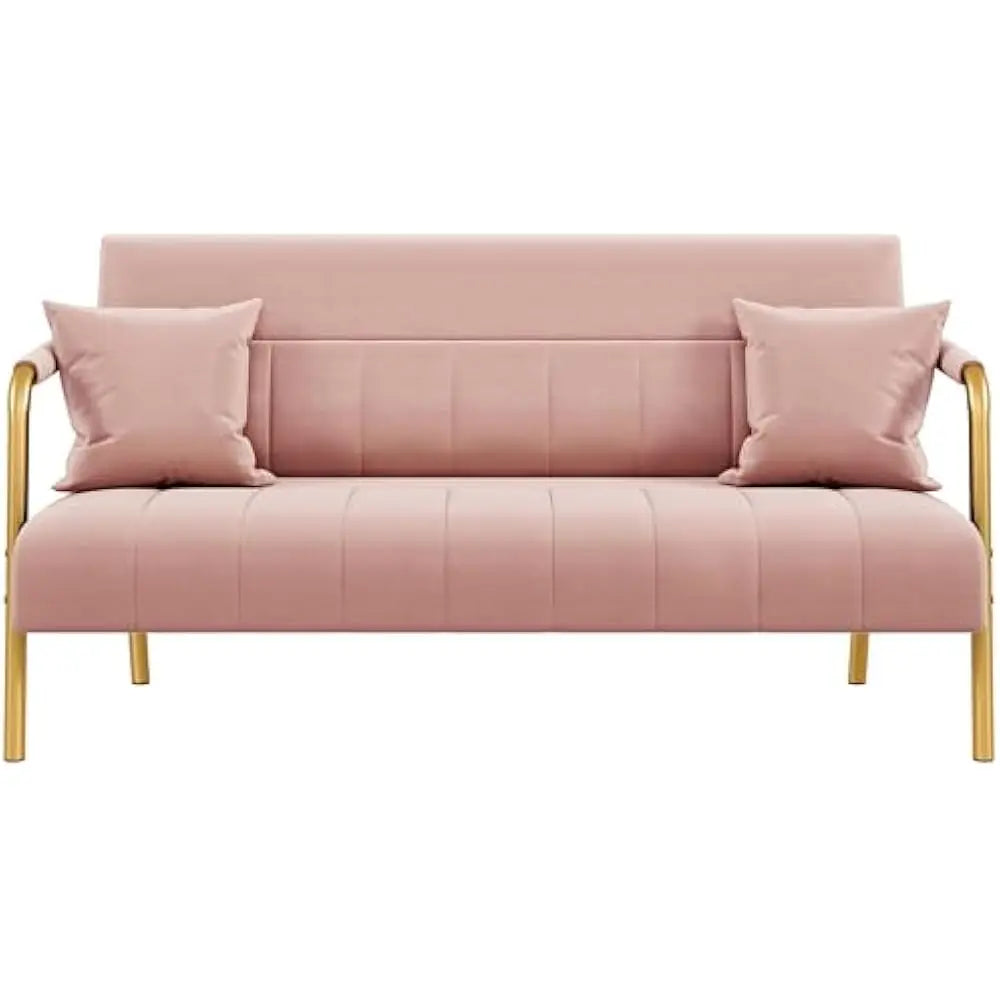56.5" Luxurious Velvet Fabric Living Room sofa w/Gold-Tone Metal Arms and Legs for Livings Rooms, Home Office, Living Room Sofa