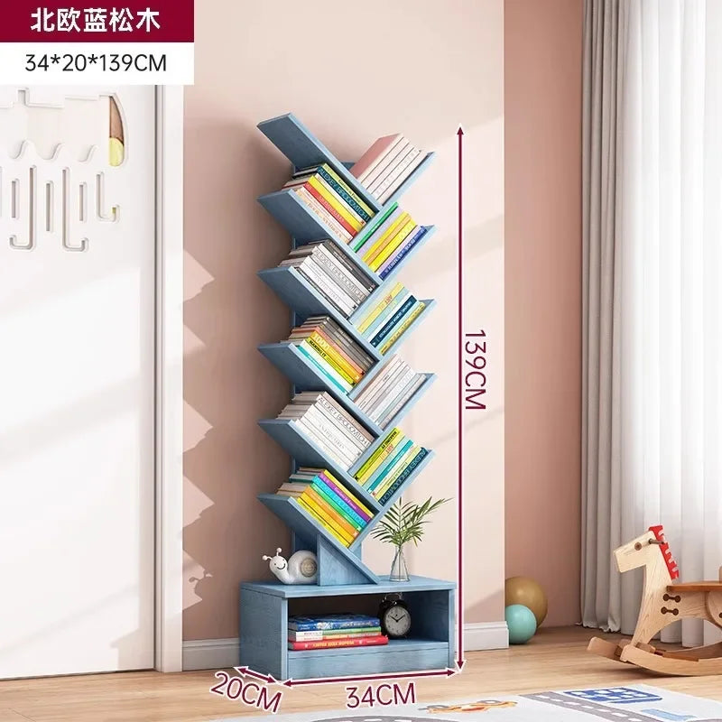 Bookshelf,Floor Standing Storage Rack,Living Room Tree Shaped Bookshelf Against The Wall,Multi-layer Narrow Seam Storage Cabinet