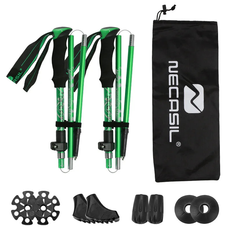 Premium Telescopic Hiking Poles – Lightweight Aluminum Alloy Collapsible Trekking Sticks with Carry Bag for Outdoor Adventures