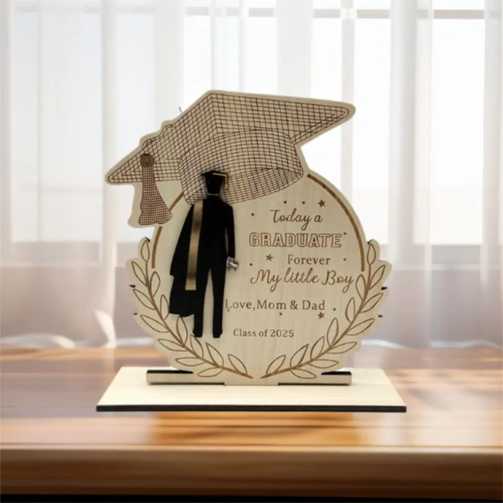 Desktop Decor Wooden Graduation Ornament Rustic Durable Home Decoration Ornament Handmade Creative Graduation Gift Festival