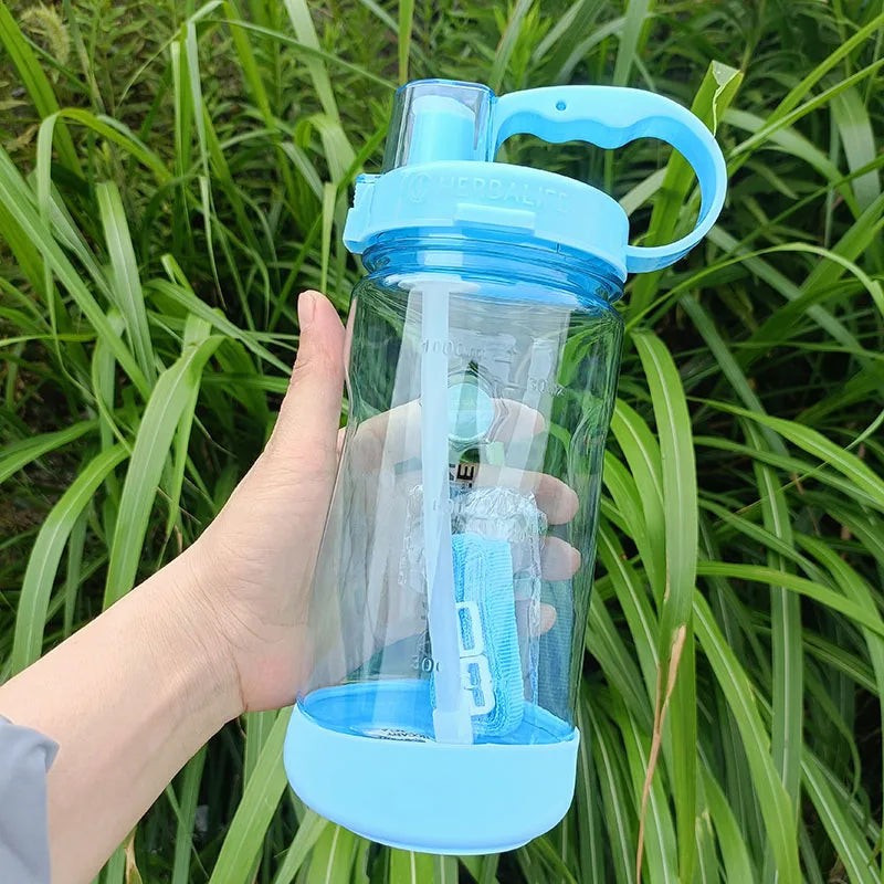 1 Liter Water Bottle Motivational Sports Bottle Leak proof Plastic Drinking Cup Outdoor Travel Gym Fitness Jugs