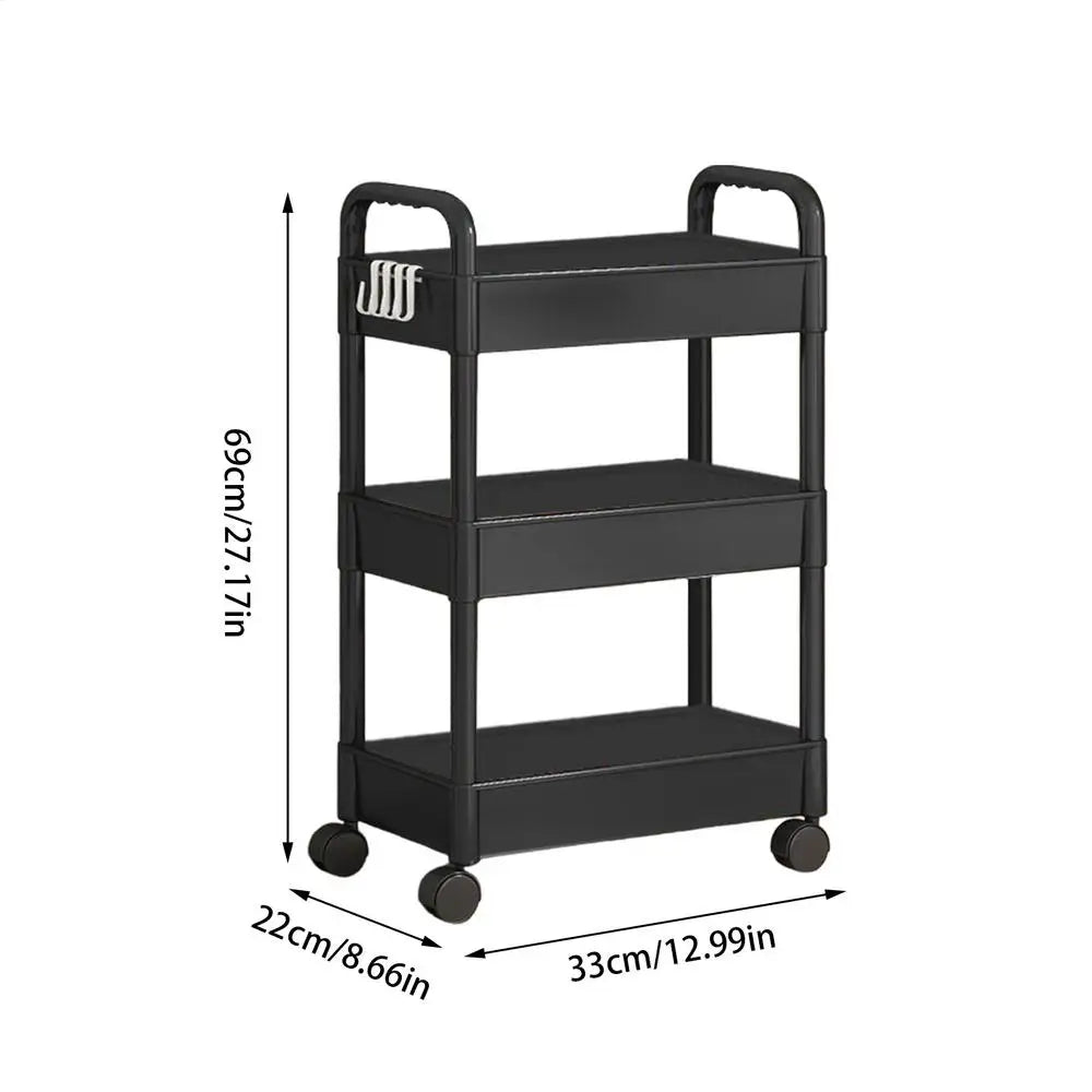 Storage Shelves Table Rack Trolley Solid Home Use With Wheel Sofa Back Dinning Room Storage Rolling Cart Black/White Color