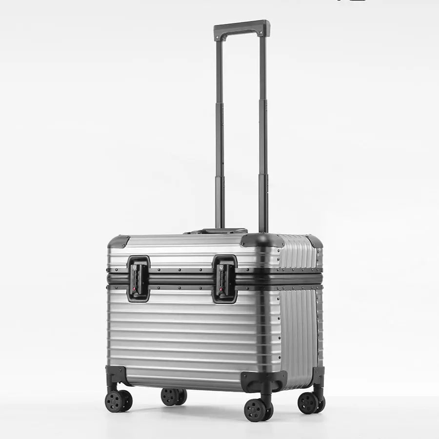 Open-Covered Suitcase All-Aluminum-Magnesium Alloy Frame Luggage Universal Wheel TSA Customs Password Lock Business Travel Case