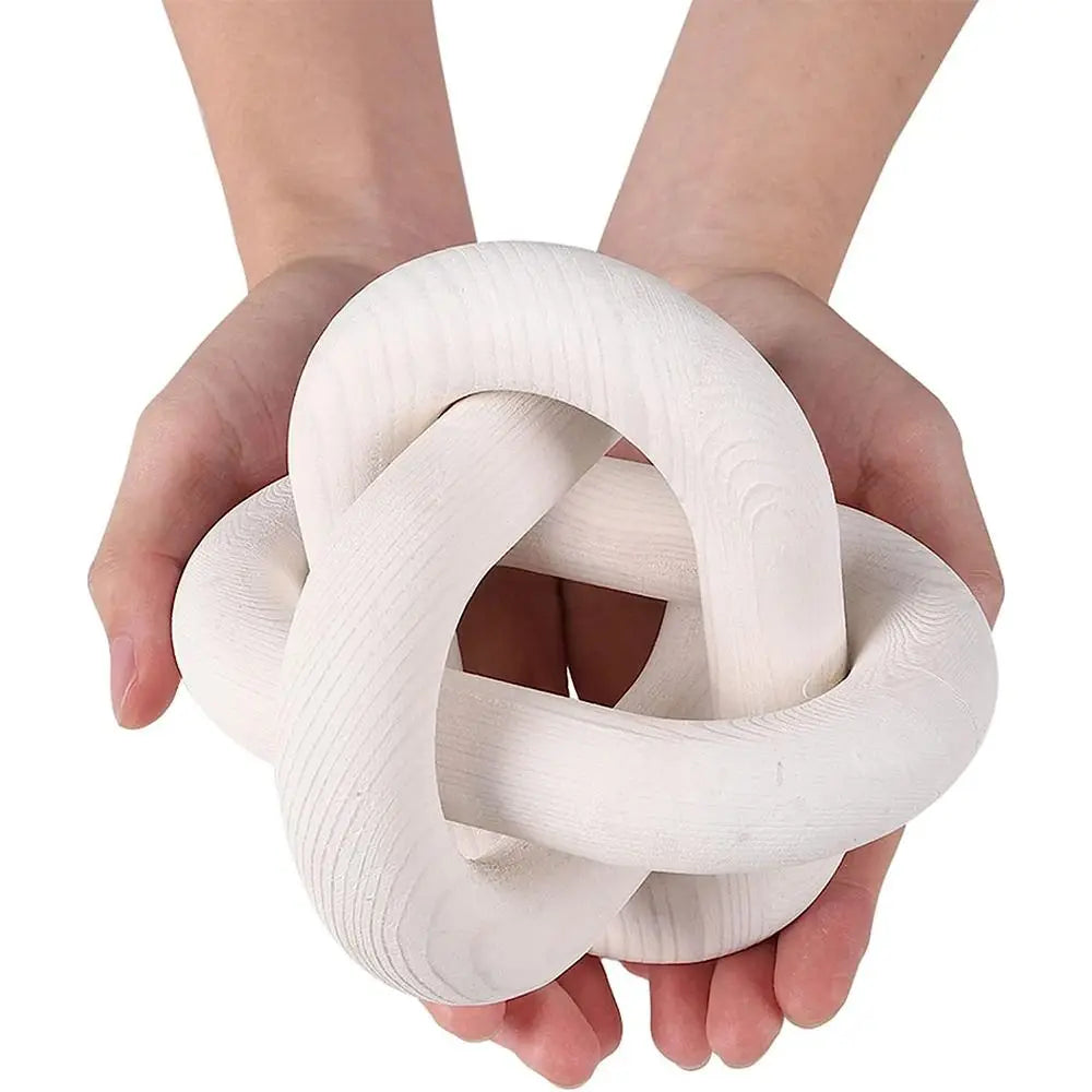 Decorative Hand Carved Modern Farmhouse Accents Wood Knot Decor 3-Link Pine Shelf Decor Wood Chain Link Decor