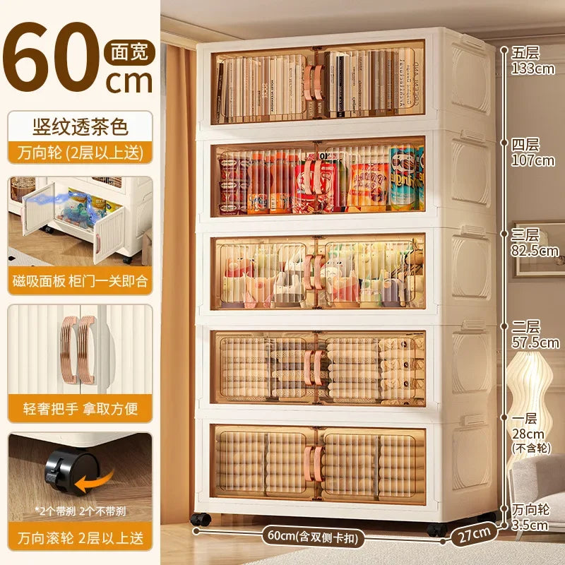 Household Wardrobe Clothes Cupboards Double Storage Cabinet Children Clothes Closet Snacks Living Room Plastic Shelves Bedroom