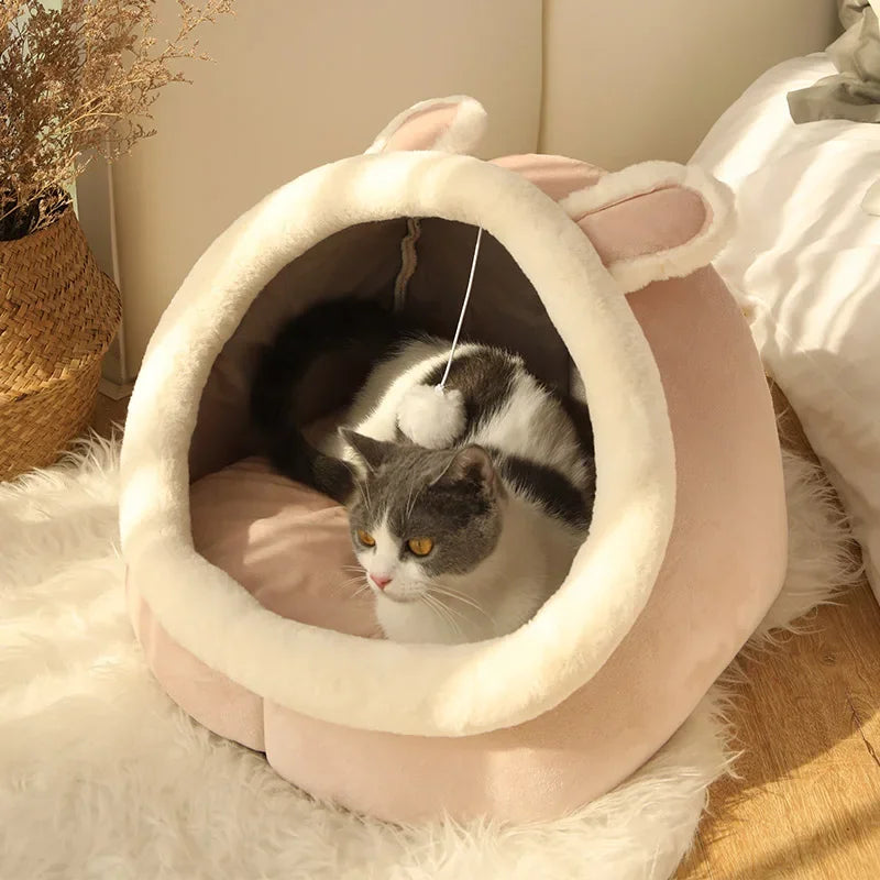 Cartoon Deep Sleep Cat Bed Pet Bed Foldable Removable Washable Pet Sleeping Bed for Small Dog Mat Bag Cave Cats Bed Pet Supplies