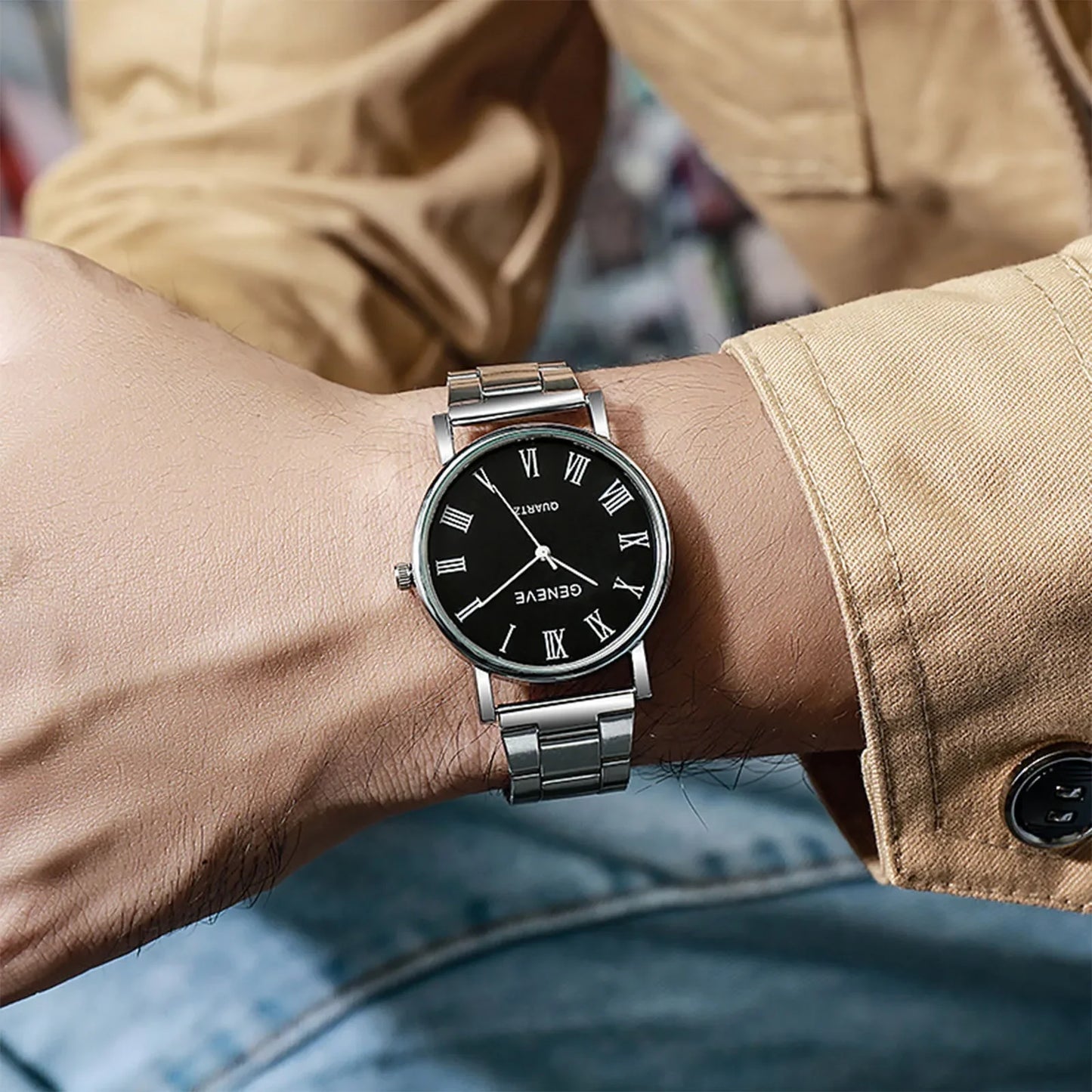 Men Watches Reloj Hombre Fashion Retro Casual Business Quartz Watch for Men Steel Band Roman Number Dial Wristwatches Montres