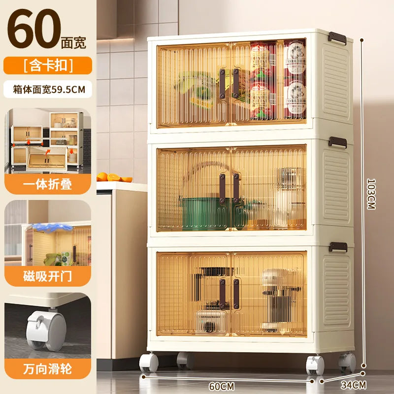 Large Volume Multifunction Folding Living Room Cabinet Closet Organizer With Wheel Stackable Sundries Large Capacity Storage Box