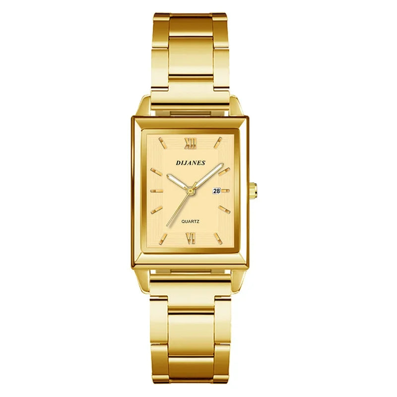 Top Brand Luxury Watches for Men Fashion Quartz Wristwatch Square Gold Stainless Steel Business Clock Relogio Masculino