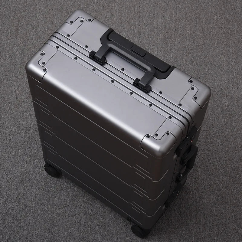 German all-aluminum luggage men women student fashion trolley suitcase metal aluminum travel luggage luxury boarding case