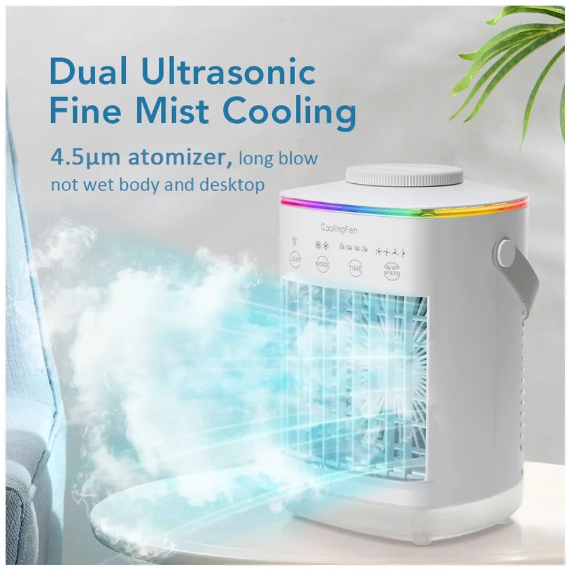 Small electric fan with water and ice office air conditioning fan refrigeration portable air-conditioning fan desktop mini