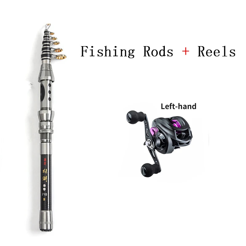 Fishing Rod Combo 1.5-2.4M Telescopic Fishing Rod and Spinning Fishing Reel Fishing Set Carp Carbon Fishing Rod Reel Kit