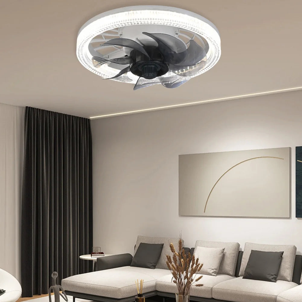 Silent Electric Fan with Light with Converter Extender Ceiling Fan Light 4 Speeds AC 85V-265V for Living Room Study Room Kitchen
