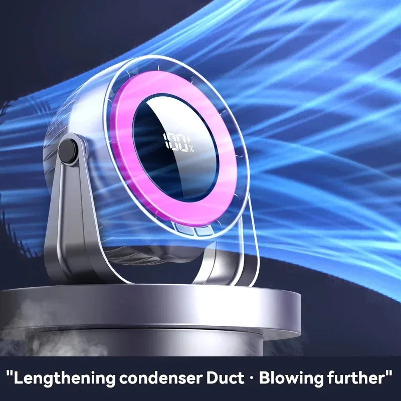 Multifunctional Electric Fan 100 Speed Strong Wind Wireless Wall Mount Cooling Fan LED Digital Display Night Light 4000mAh