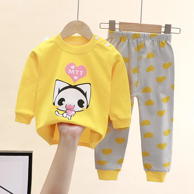 Cotton Baby Girl Clothes Winter Newborn Baby Clothing Set 2pcs Kids Clothes Set Spring Toddler Kids Clothes Pajamas Homewear