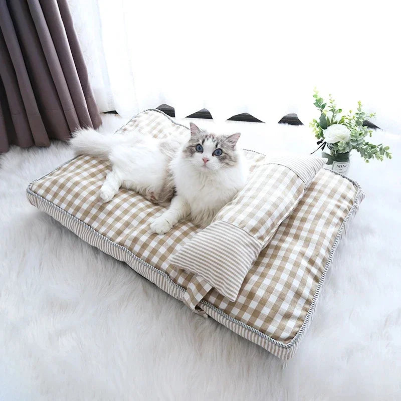 Cozy Sleeping Pet Cat Bed Cushion Soft Lounger Pet Bed House for Dogs Cats Sofa Warm Puppy Kennel Mat Dog Mattress Pet Supplies