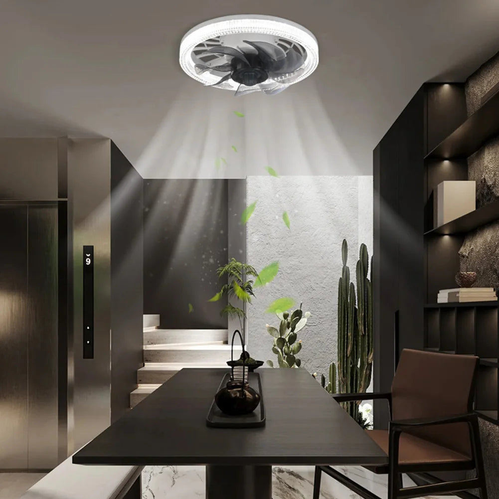 Silent Electric Fan with Light with Converter Extender Ceiling Fan Light 4 Speeds AC 85V-265V for Living Room Study Room Kitchen