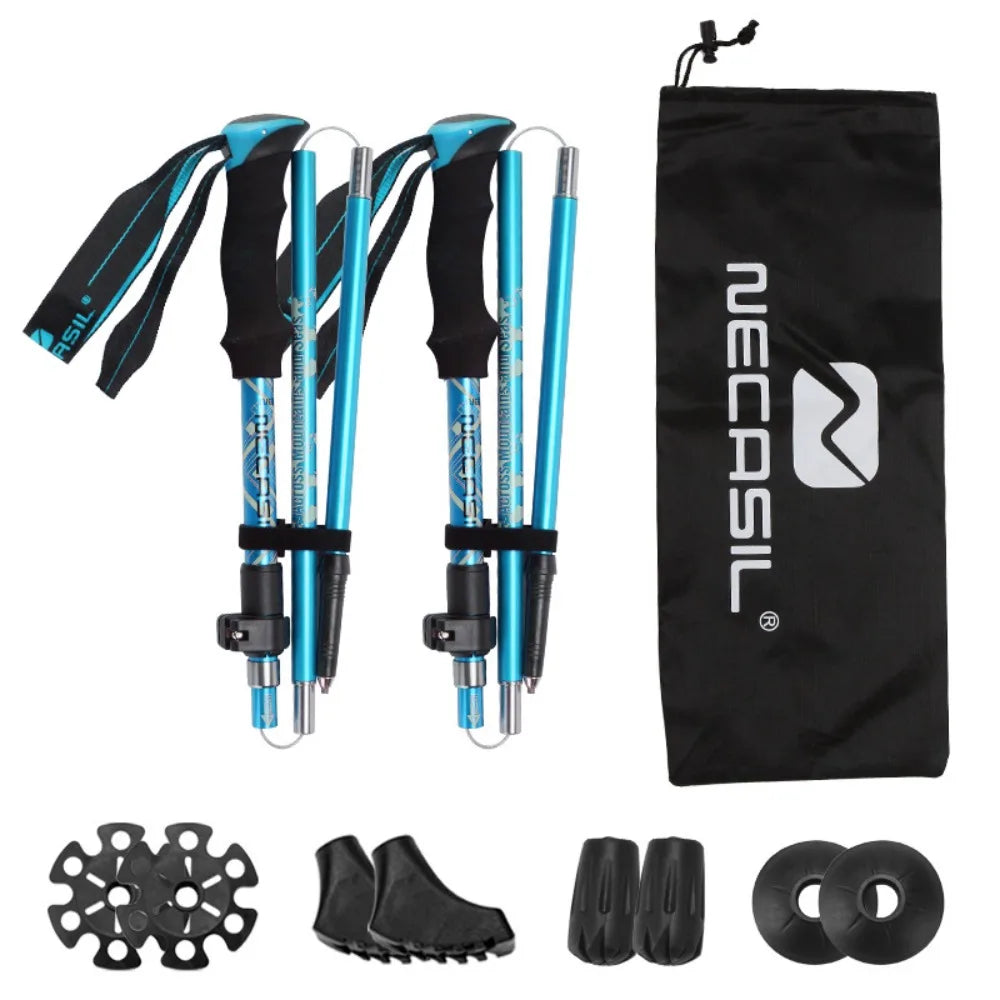 Premium Telescopic Hiking Poles – Lightweight Aluminum Alloy Collapsible Trekking Sticks with Carry Bag for Outdoor Adventures