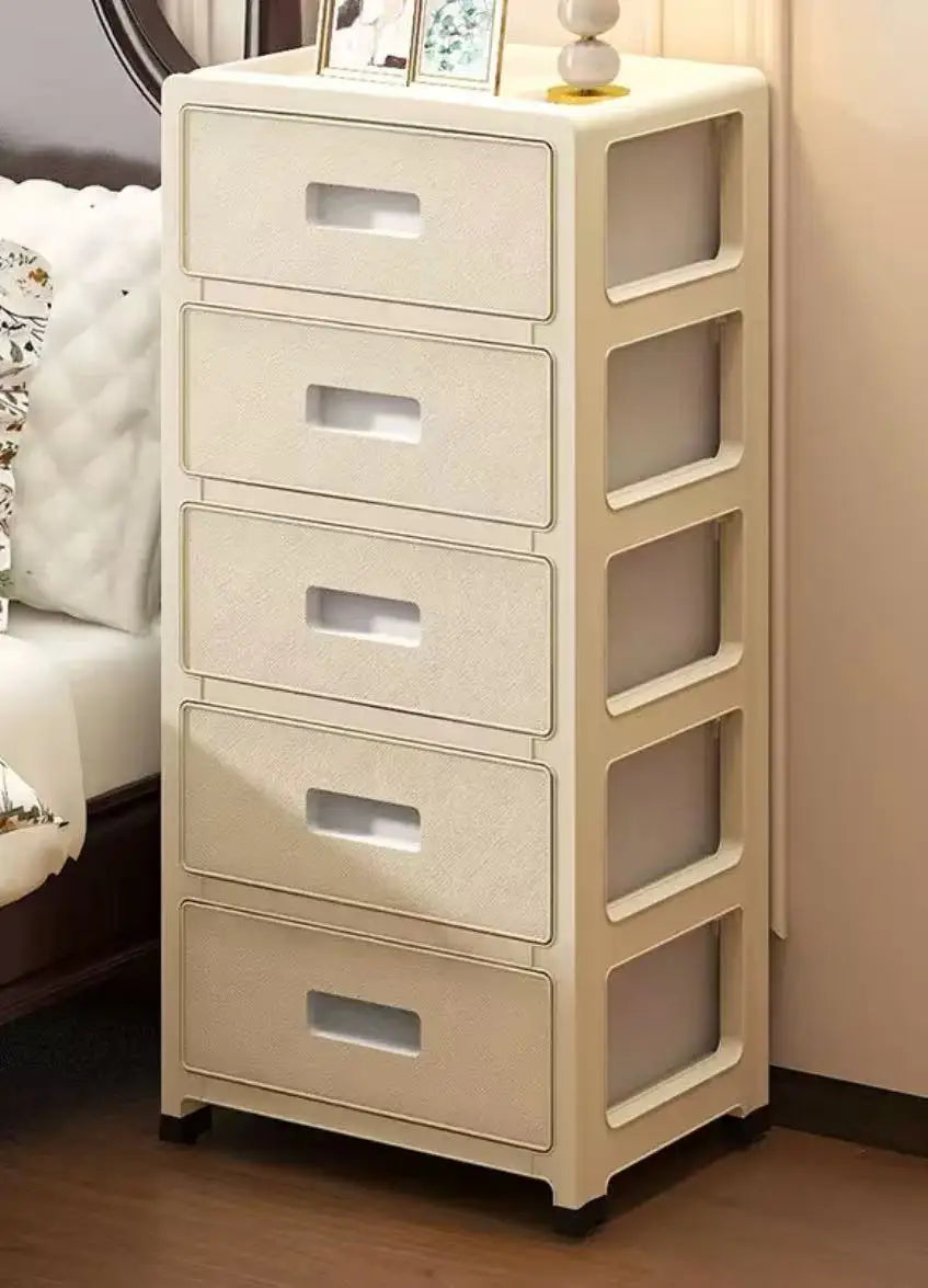 Large Capacity Storage Cabinet with Rolling Wheels,3-6 Tier, for LivingRoom/Bedroom/StudyOrganization,Cream Color
