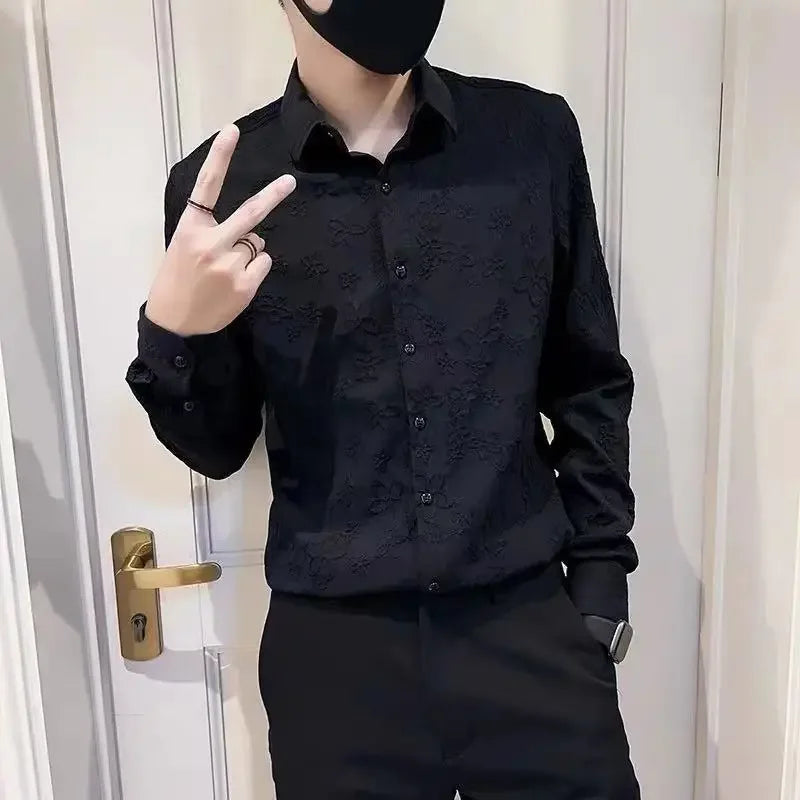 Shirts And Blouses For Men White Man Tops Plain Graphic Floral Clothing Korean Style Designer Fashion S Elegant Cheap Brand Cool