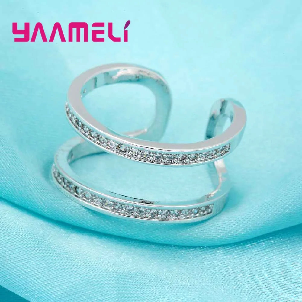 Woman Jewelry Fashion Simple Open Design Ring Cheap 925 Sterling Silver Cubic Zirconia Wedding Rings for Women