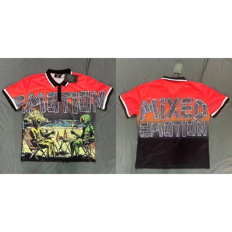Men's Clothing MIXED EMOTION T-shirts American Streetwear Interesting Angel Print Hot Drill Letter Logo Top Tee Short Sleeve