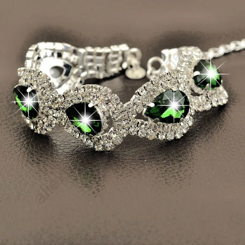 Luxury Wedding Woman Jewelry 100% 925 Sterling Silver Shiny Water Drop Element Austrian Crystal Fashion Bracelets