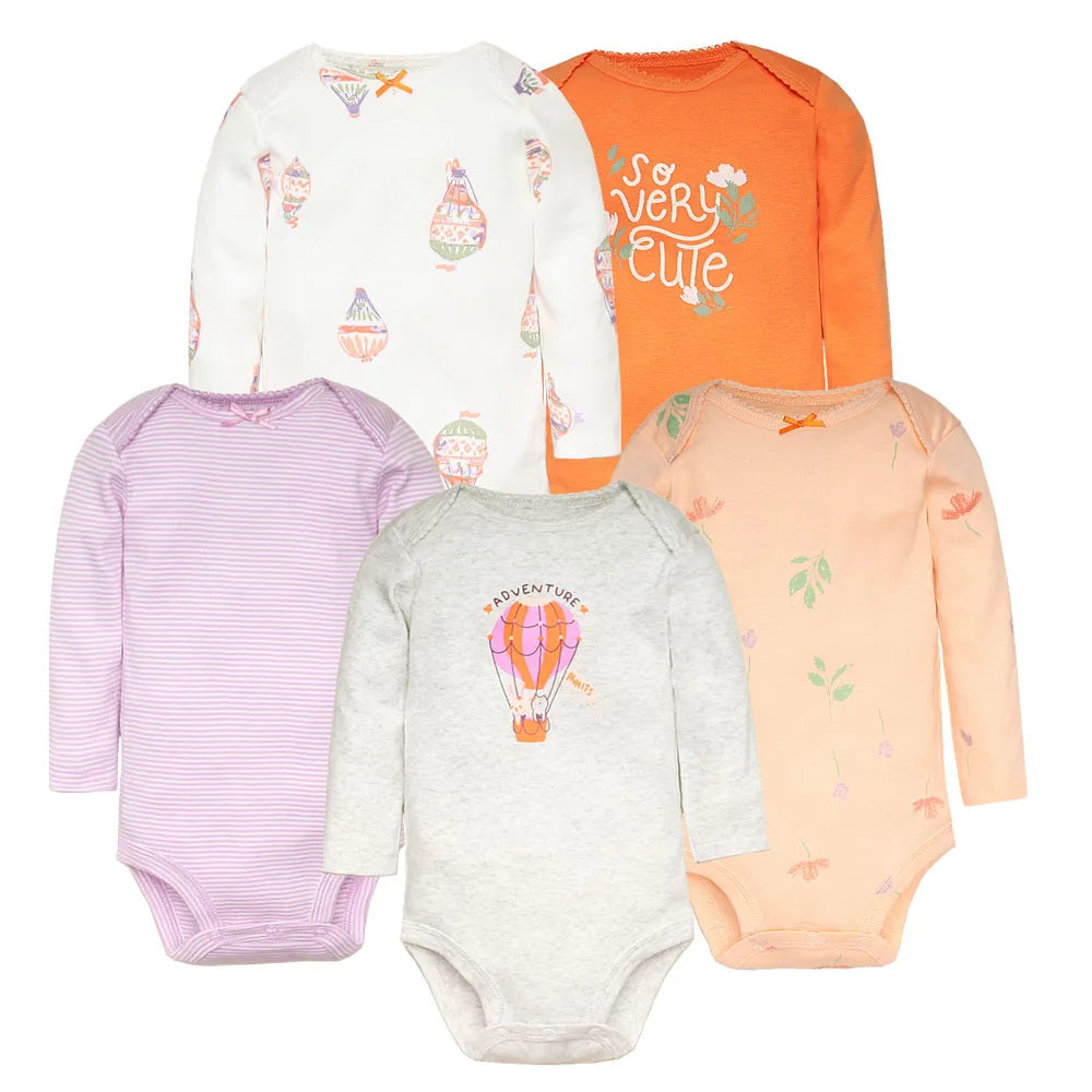 Newborn Baby Girl Clothes Long Sleeve 100% Cotton 5 PCS Baby Bodysuits Cartoon Underwear Infant Bebe Clothing 3-24M Jumpsuit