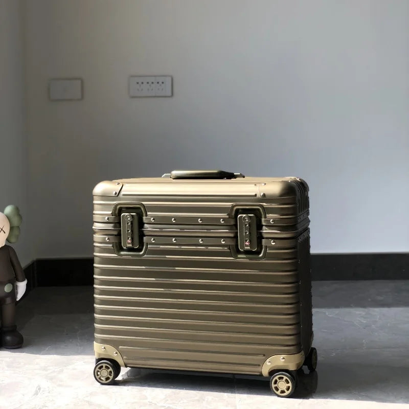 Magnesium Aluminum Alloy Luggage Trolley Case Metallic Anti-fall Thickened Reinforced Outdoor Travel Boarding Code Box Gift