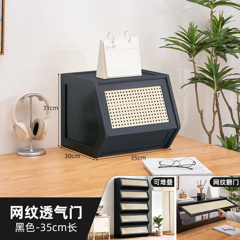 Multi functional stackable storage cabinet with lid, miscellaneous storage box, household storage box, bedside cabinet