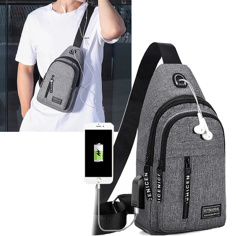 Travel Men's Handbags USB Chest Bag Designer Messenger Crossbody Bags Water-Proof Shoulder Bag Diagonal Package Sports Back Pack