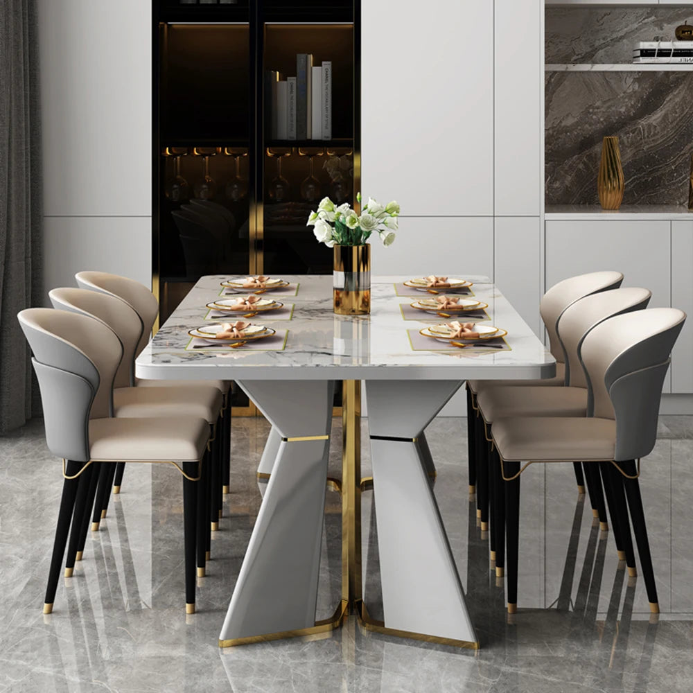 Modern Living Dining Table Luxury Italy Rectangle Waterproof 8 People Dining Table Legs Metal Moveis Para Casa Home Accessories