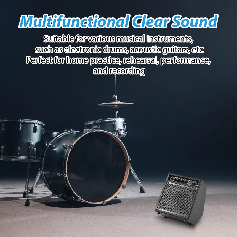 Electronic Drum Speaker 25W Portable BT Practice Drum Amplifier Speaker for Electric Drums Keyboard Wooden Guitars Home Practice