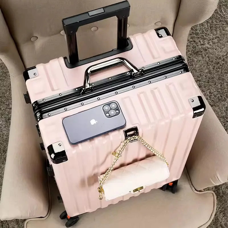 Luggage female mute universal wheel trolley case aluminum frame 24 inch student password suitcase male