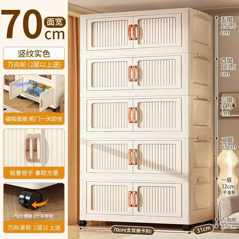 Household Wardrobe Clothes Cupboards Double Storage Cabinet Children Clothes Closet Snacks Living Room Plastic Shelves Bedroom