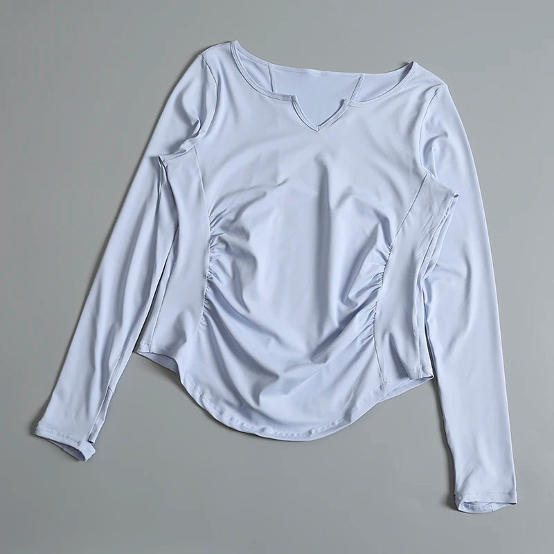 Yoga clothing for women quick-drying fitness clothing sports tops for spring and summer Pilates training long-sleeved V-neck