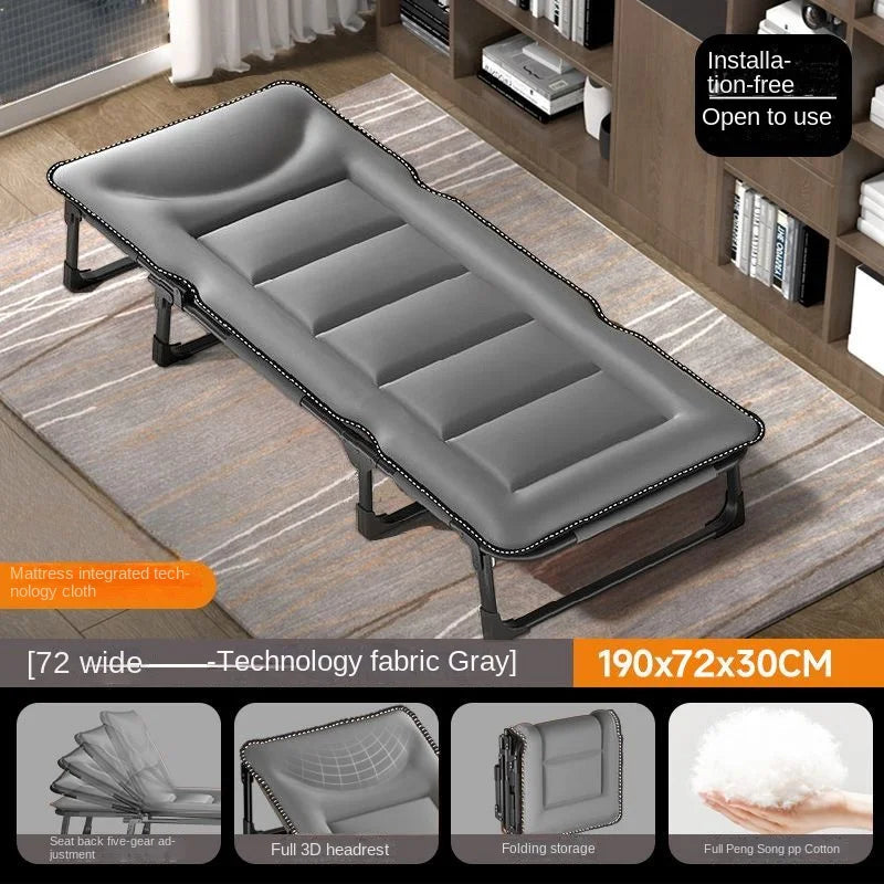Single Fold Bed Outdoor Portable Multi-function Office Nap Bed Camping Convenient Portable Home Balcony Leisure Chaise Lounge