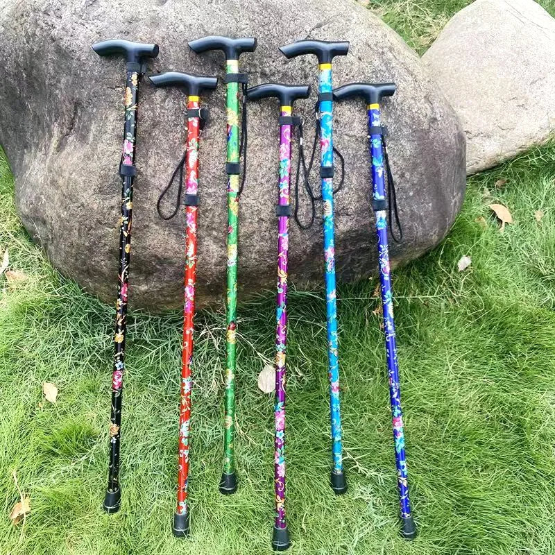 Outdoor Trekking Poles Portable Foldable Five Section Walking Pole Multi Function Telescopic Walking Stick Hiking Accessories