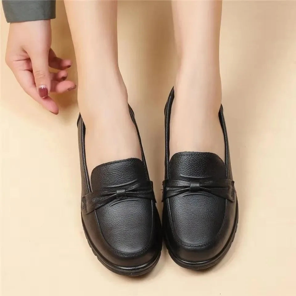 Women Shoes Low Top Round Toe Loafers Waterproof Moccasin Solid Color Versatile Casual Flat Shoes for Women