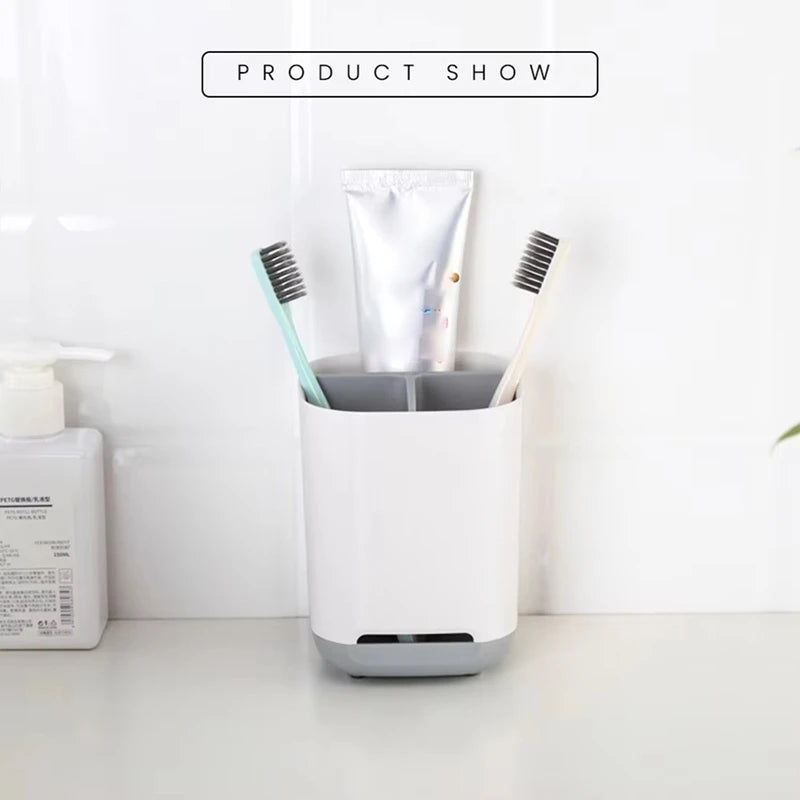 ABYN-Multifunctional Bathroom Organizer Shelf With Toothbrush Holder - Space-Saving Storage For Shower And Bathroom Utensils