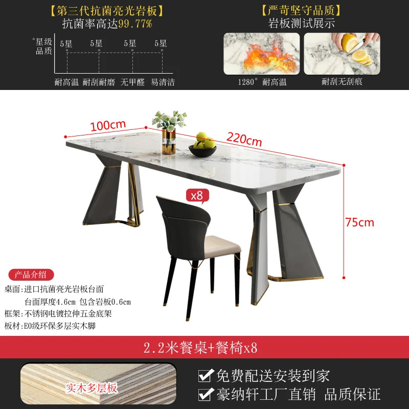 Modern Living Dining Table Luxury Italy Rectangle Waterproof 8 People Dining Table Legs Metal Moveis Para Casa Home Accessories