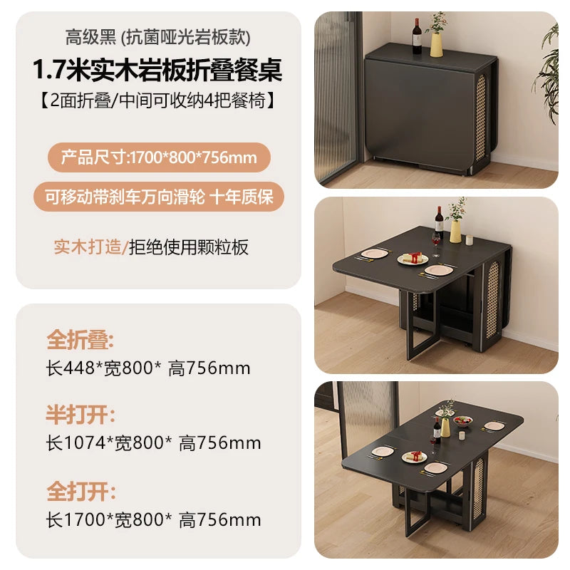 Folding Dining Table Set 6 Vintage Rattan Dining Table Set Modern Luxury Nordic Mesas Pegables Portatil Dining Room Furniture