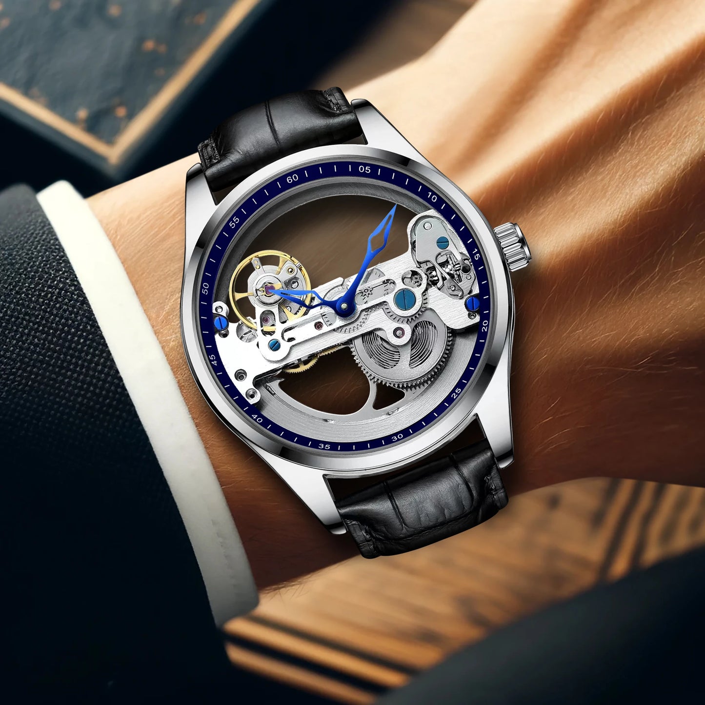 New men's watch with fashionable design, novel, unique, simple, atmospheric, versatile, handsome, trendy men's mechanical watch