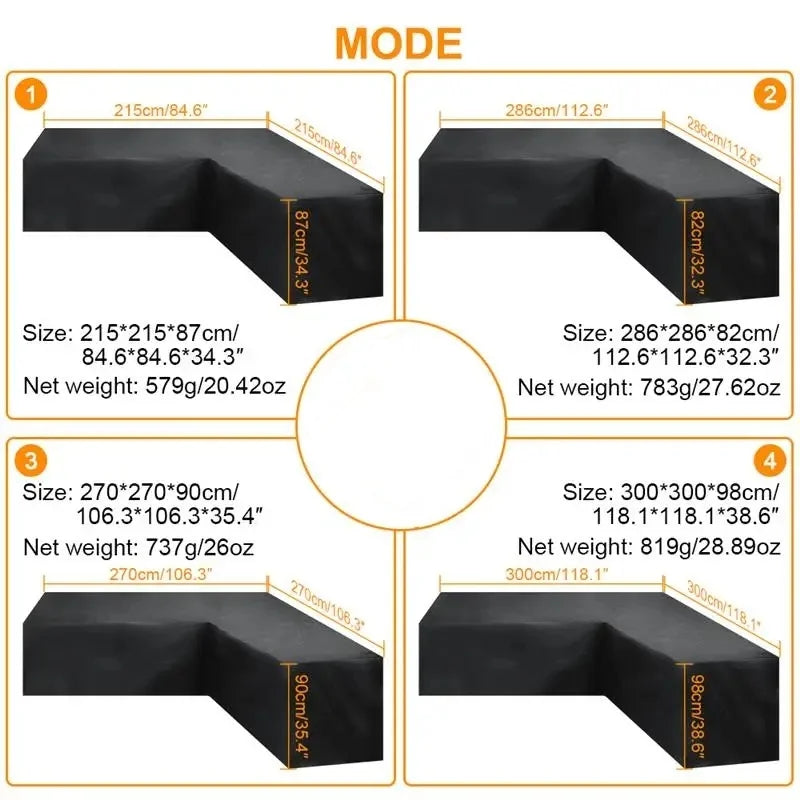 Waterproof Outdoor Sectional Sofa turn angle Cover - Heavy-Duty Patio Furniture L-Shape Right Side Sofa Dust prevention Cover