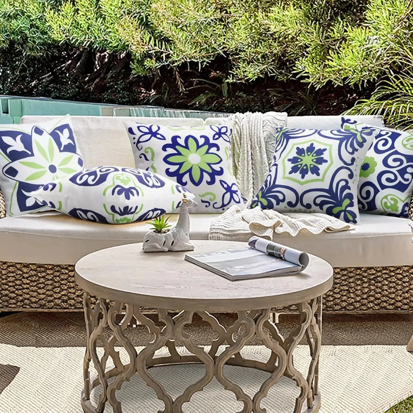 4pcs Bohemian Farmhouse Outdoor Cushion Cover Courtyard Furniture Garden Sofa Decoration Home Printing Cute Cushion Cover