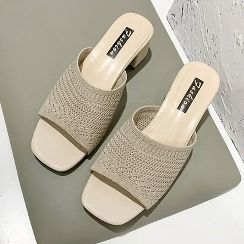 Women Slippers Closed Toe Comfort Slippers Women Fashion Outdoor Sandals Women Medium Heel Slippers