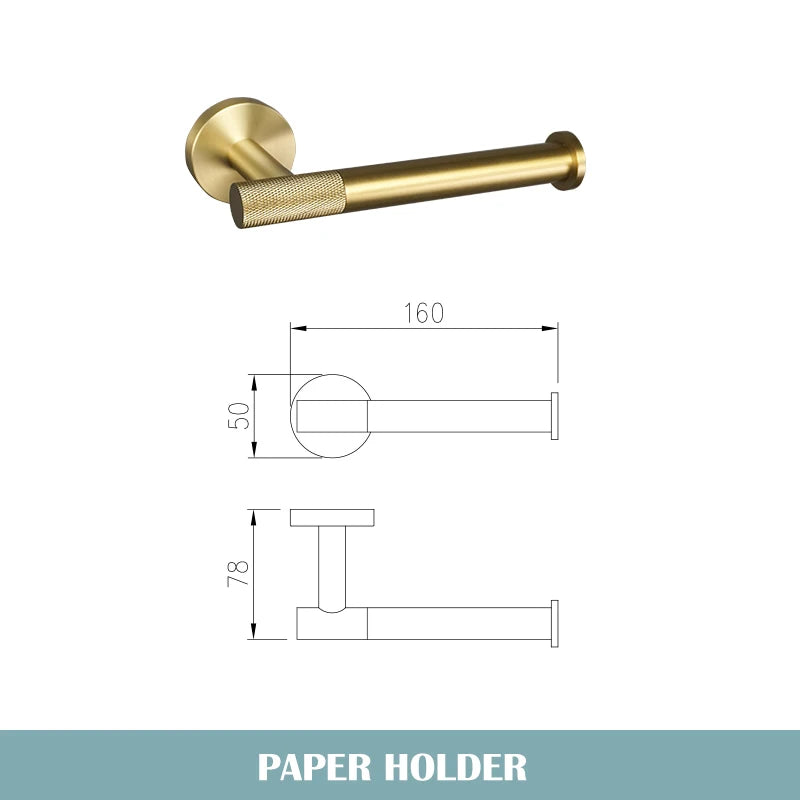Bathroom Accessories Towel Ring Bar Hanger Cloth Robe Hook Toilet Tissue WC Paper Holder Bathroom Hardware Kit Brushed Gold